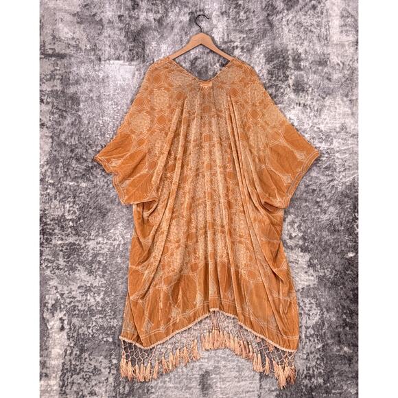 Free People Kimono OS One Size Womens Velvet Tassel Duster - Picture 3 of 6